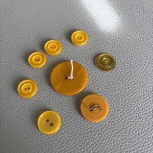 Vintage 1930s–50s Yellow Button Lot • Bakelite Casein Catalin Mix •